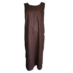 JESSICA HOWARD Solid All Brown Sleeveless Linen Blend Dress Womens Size 18P